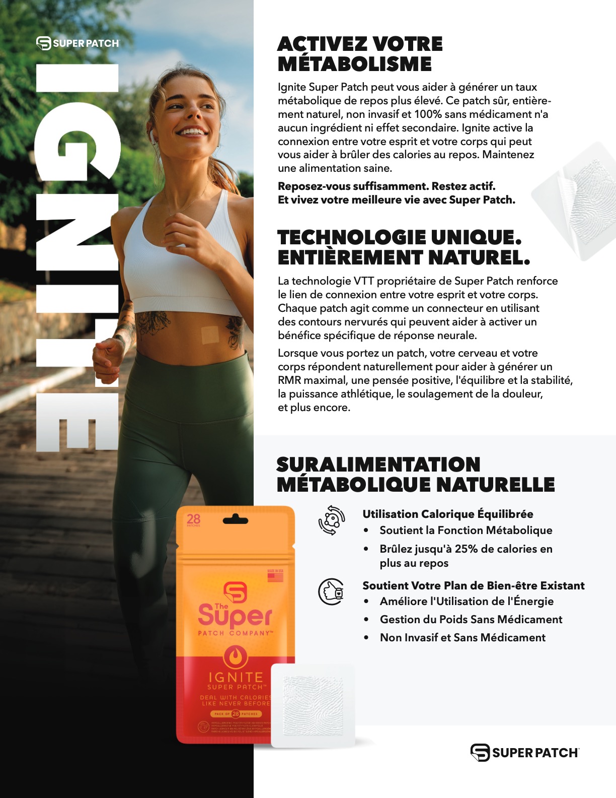 Super Patch – IGNITE – 30 Patchs – FR – CH Super Patch IGNITE - Metabolisme Calories Energie - Flyer - NaturoCall.ch - Suisse