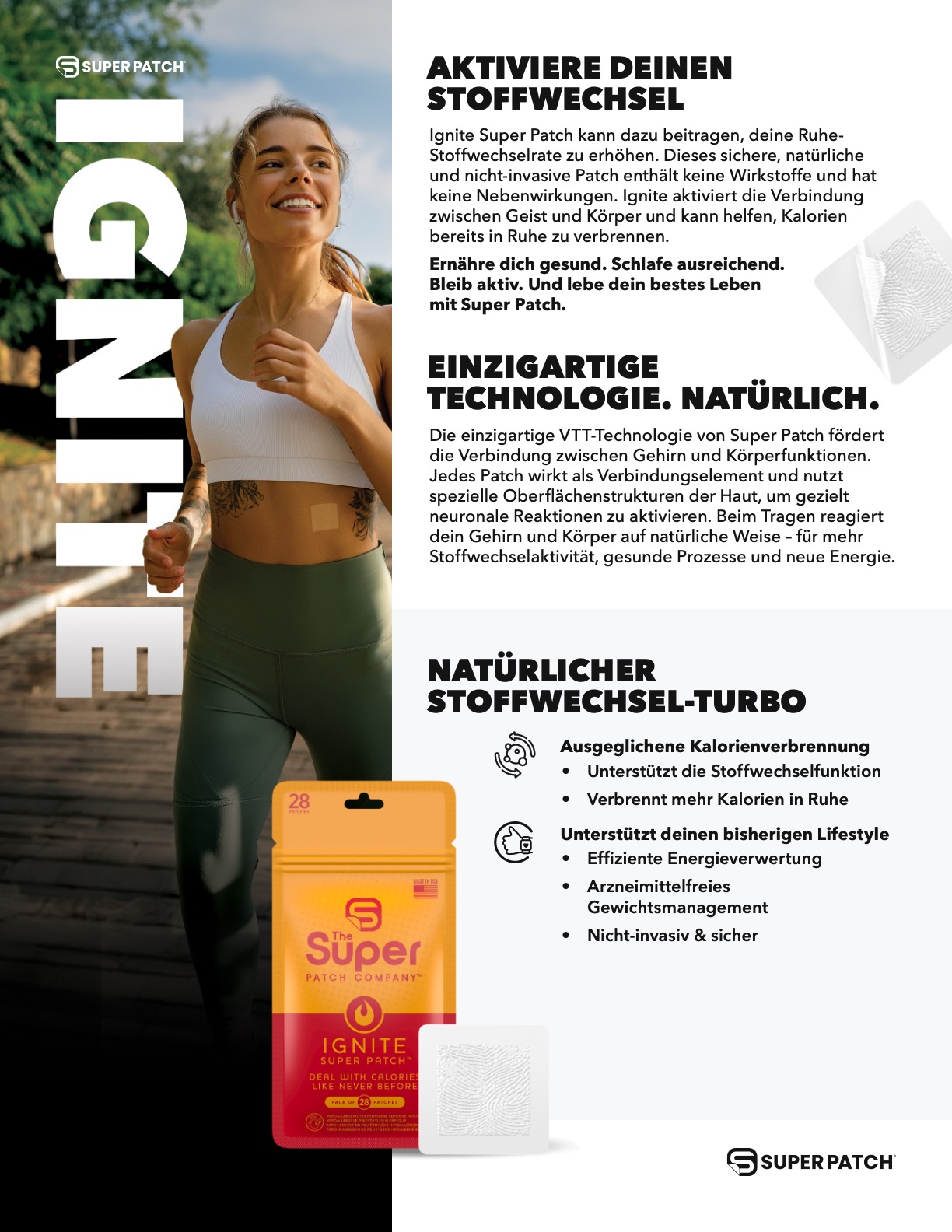 Super Patch IGNITE - Metabolismus Kalorien Energie - Flyer - NaturoCall.ch - Schweiz