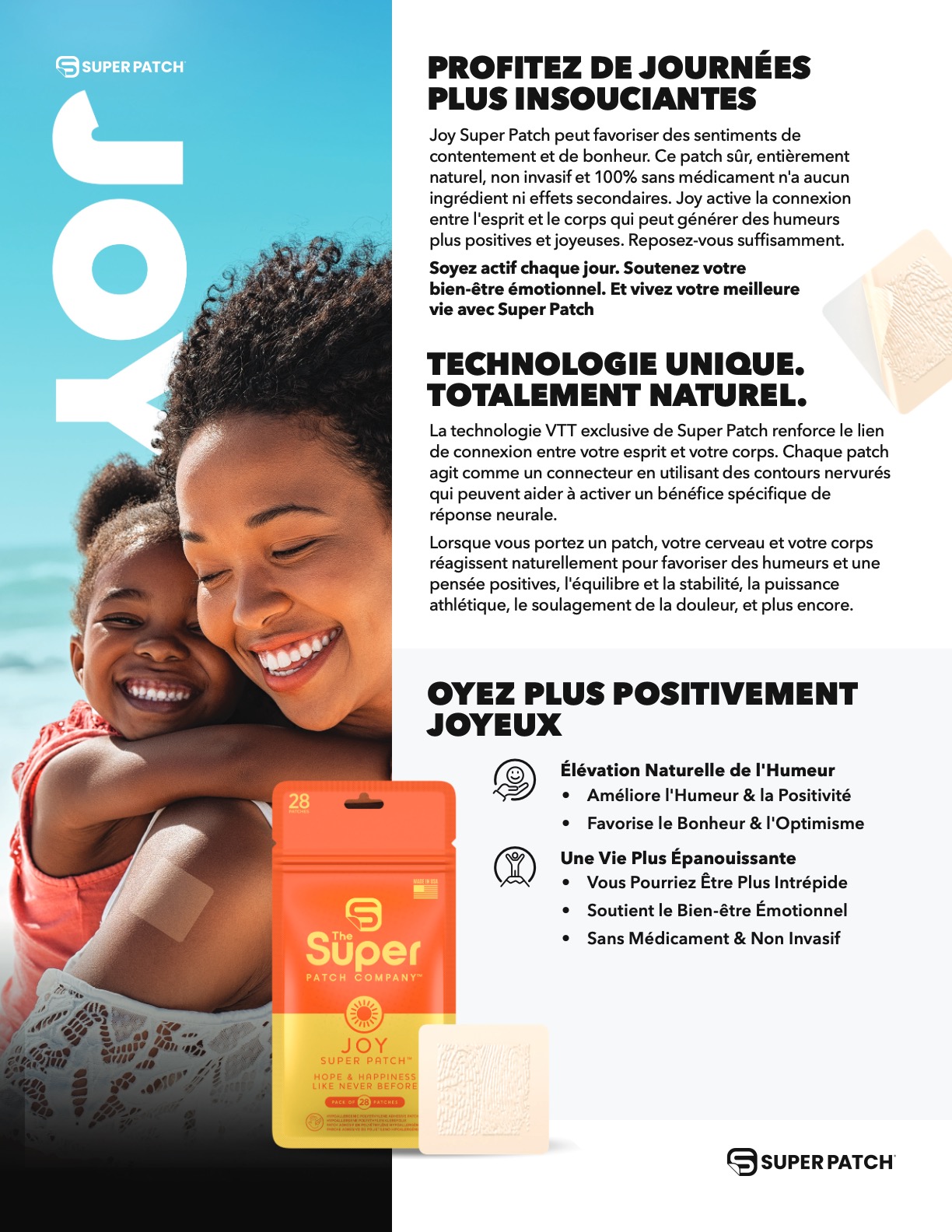 Super Patch – JOY <br>30 Patchs – FR – CH Super Patch JOY - Bien-etre Joie Positivite - Flyer - NaturoCall.ch - Suisse